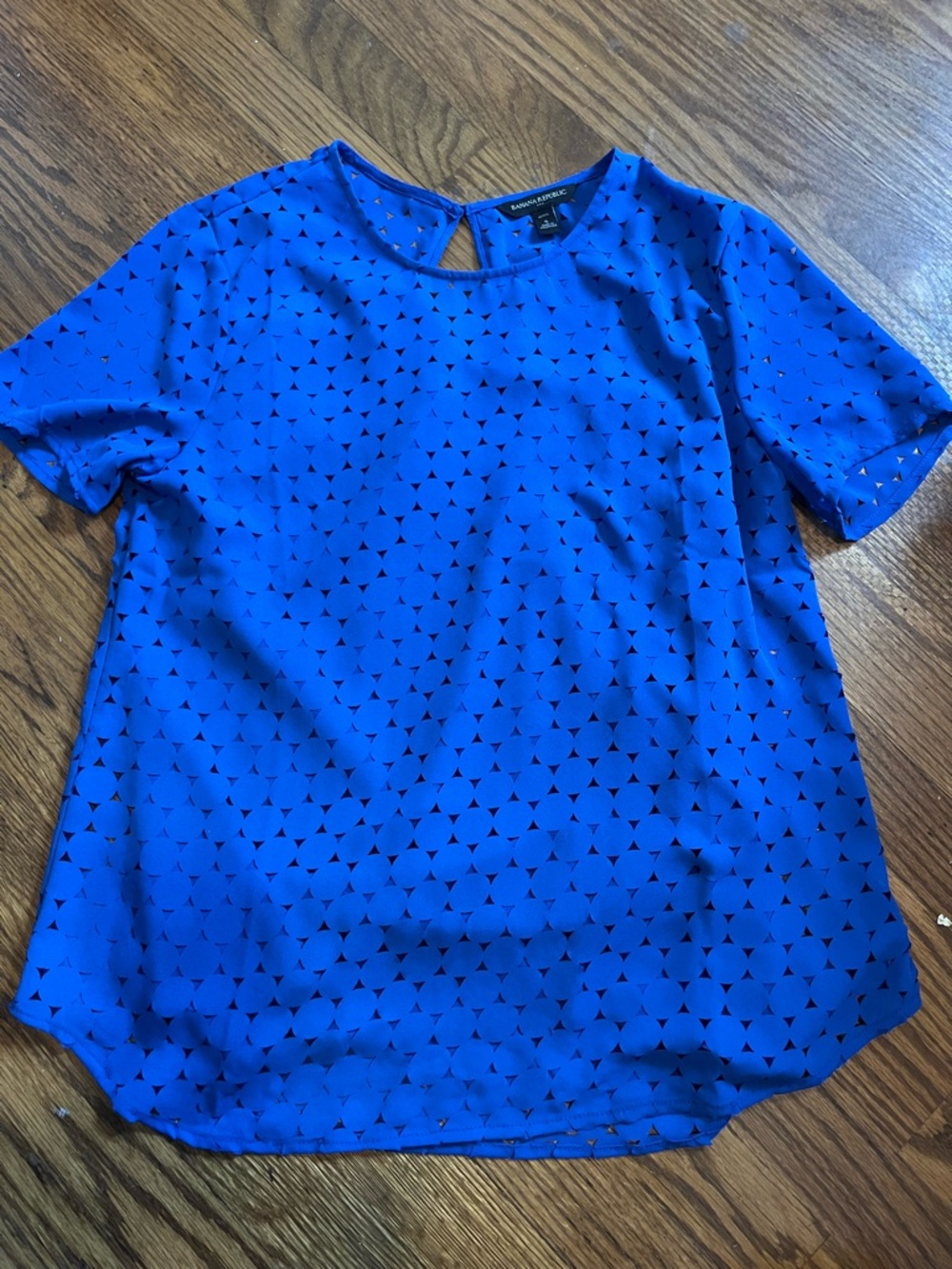 Banana Republic Royal Blue Short Sleeve Eyelet Blouse